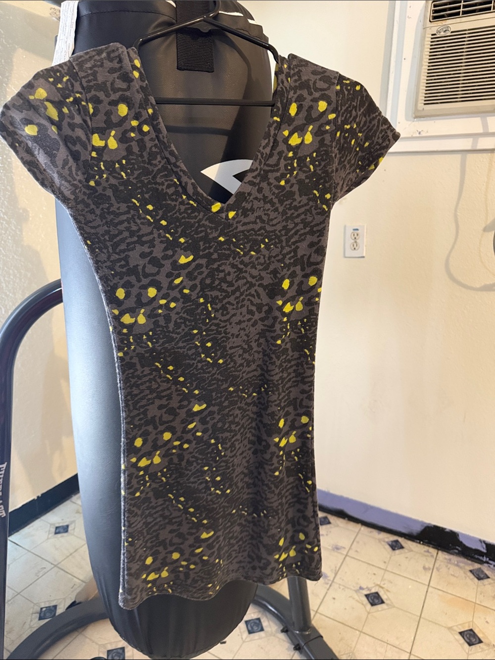 Sexy Mini Dress with Yellow Splash Print